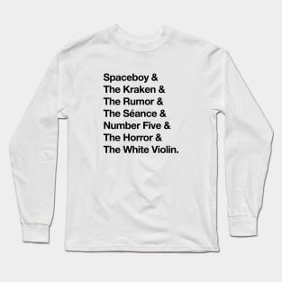 The Umbrella Academy Character Names version 2 - Black Long Sleeve T-Shirt